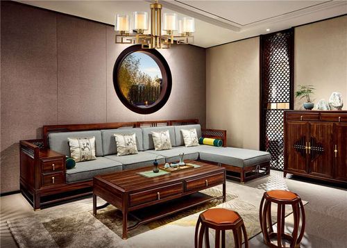 佛山顺乐从家具城新中式沙发厂家销售乌金木实木家具
